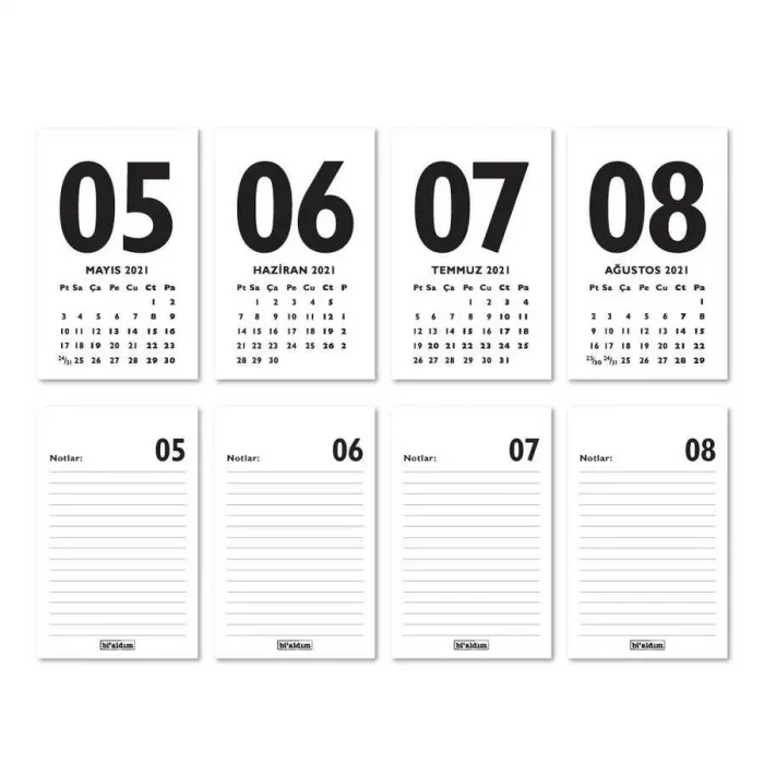 Haftalık Planlamalı 2025 Masa Takvimi - Kırmızı Beyaz