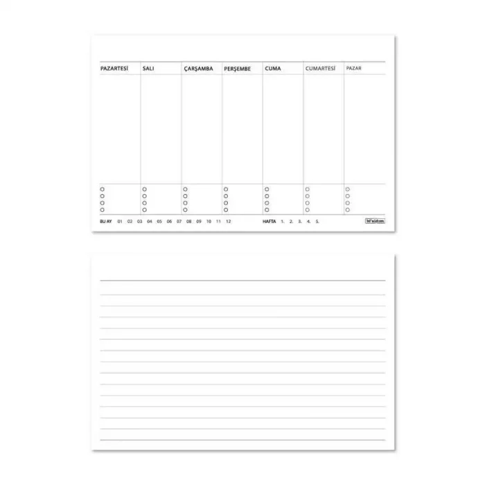 Haftalık Planlamalı 2026 Masa Takvimi - Kırmızı Beyaz