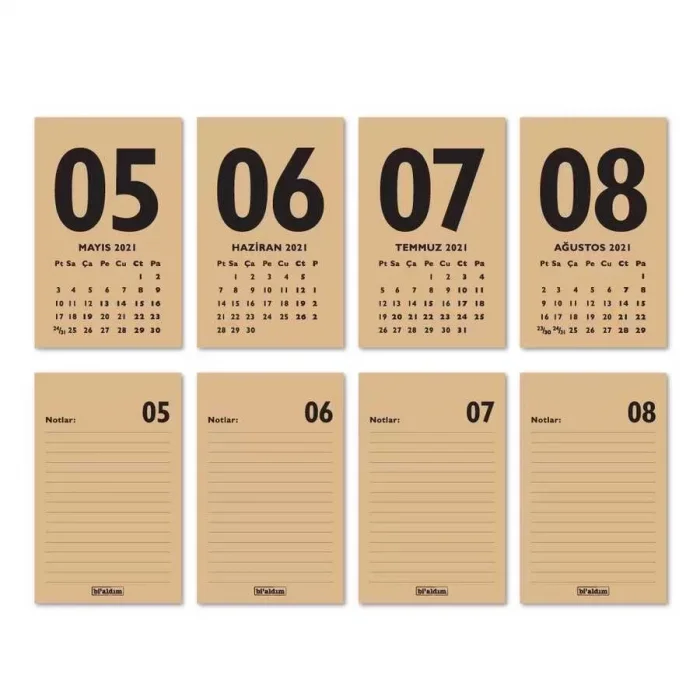 Haftalık Planlamalı 2026 Masa Takvimi - Kırmızı Kraft