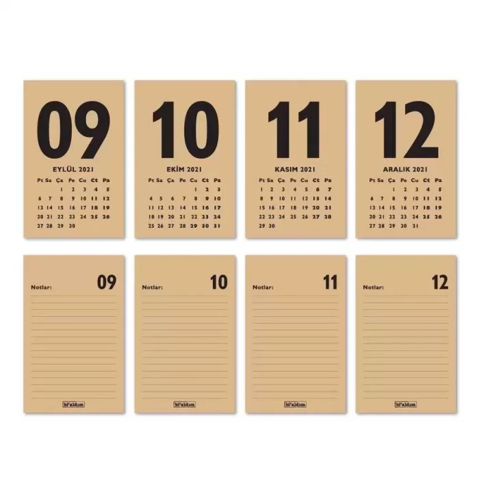 Haftalık Planlamalı 2026 Masa Takvimi - Kırmızı Kraft