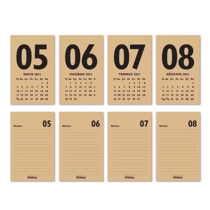 Haftalık Planlamalı 2026 Masa Takvimi - Siyah Kraft