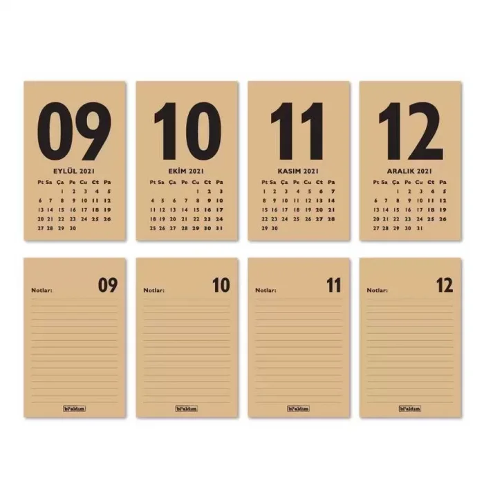 Haftalık Planlamalı 2026 Masa Takvimi - Siyah Kraft