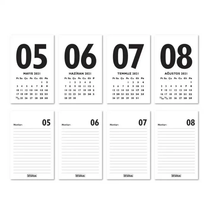 Haftalık Planlamalı 2027 Masa Takvimi - Kırmızı Beyaz