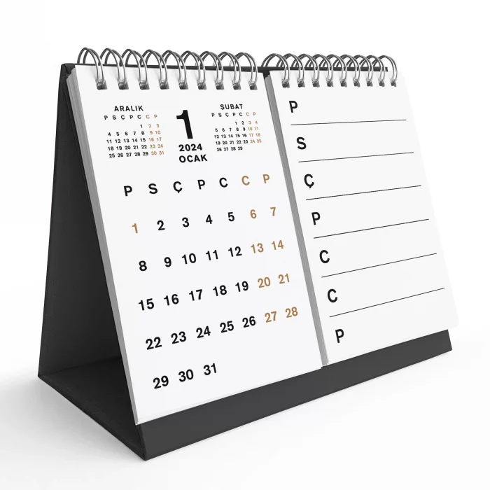 Haftalık Planlamalı Organizer Takvim, 2025 Masa Takvimi, Üçgen Takvim, Önceki ve Sonraki Aylar