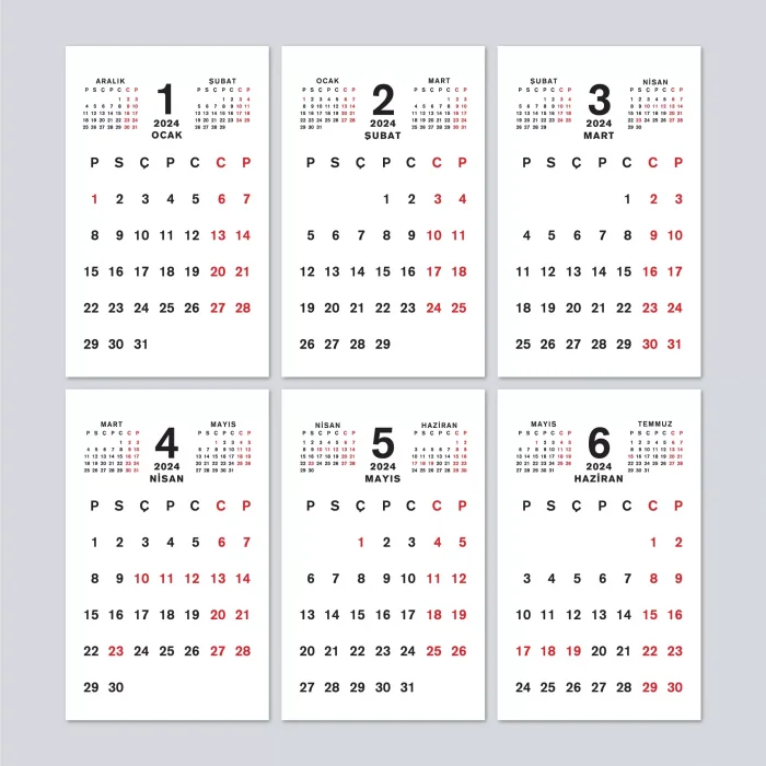 Haftalık Planlamalı Organizer Takvim, 2025 Masa Takvimi, Üçgen Takvim, Önceki ve Sonraki Aylar