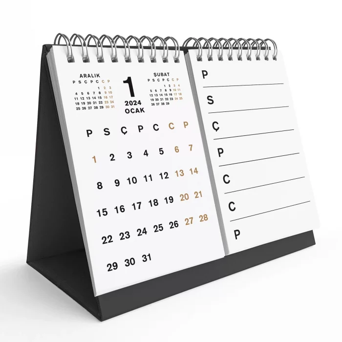 Haftalık Planlamalı Organizer Takvim, 2026 Masa Takvimi, Üçgen Takvim, Önceki ve Sonraki Aylar