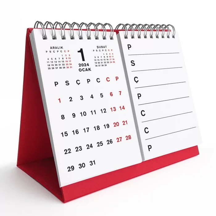 Haftalık Planlamalı Organizer Takvim, 2026 Masa Takvimi, Üçgen Takvim, Önceki ve Sonraki Aylar