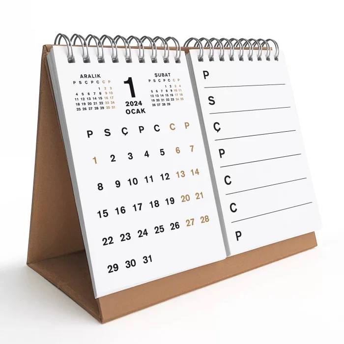 Haftalık Planlamalı Organizer Takvim, 2026 Masa Takvimi, Üçgen Takvim, Önceki ve Sonraki Aylar