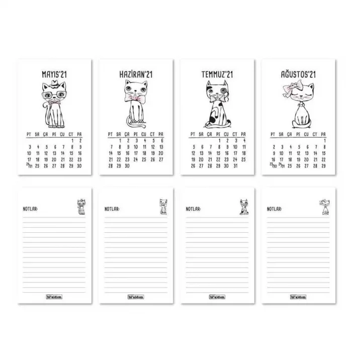 Haftalık Planlayıcı 2025 Masa Takvimi - Kediler