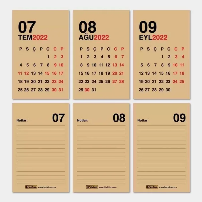 Haftalık Planlayıcı 2025 Masa Takvimi Kraft