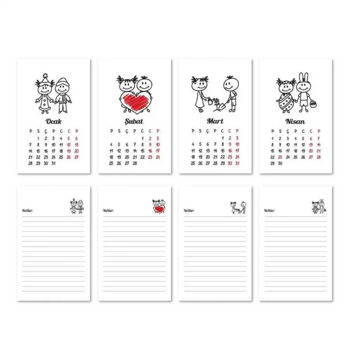 Haftalık Planlayıcı 2025 Masa Takvimi - Mevsim Çoçuklar
