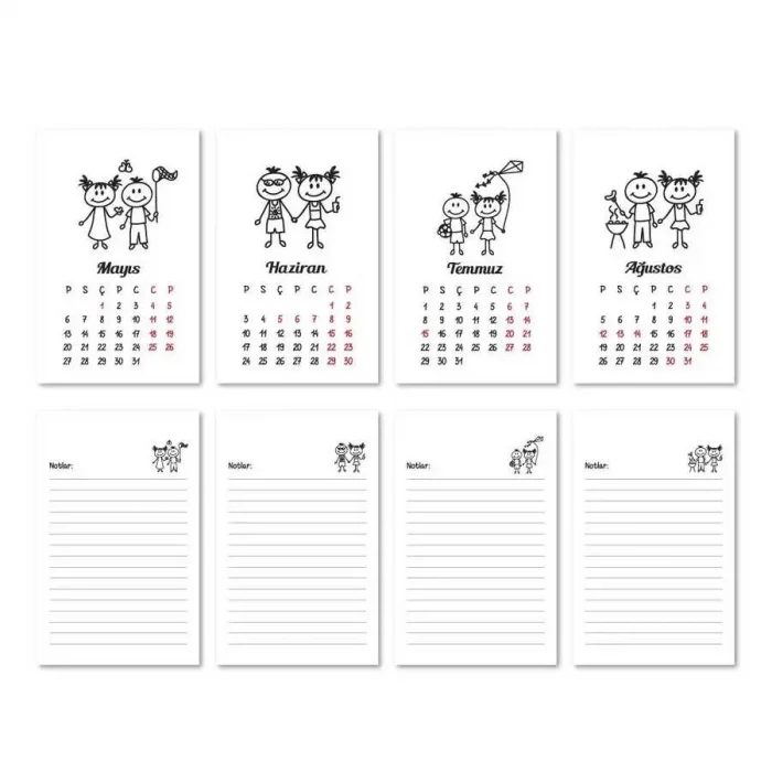 Haftalık Planlayıcı 2025 Masa Takvimi - Mevsim Çoçuklar