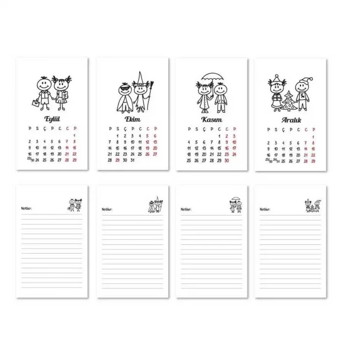 Haftalık Planlayıcı 2025 Masa Takvimi - Mevsim Çoçuklar