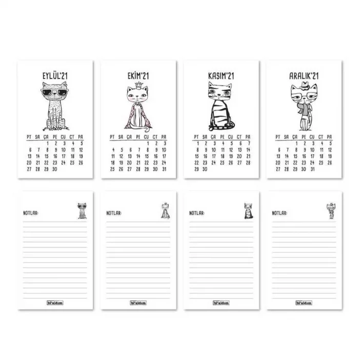 Haftalık Planlayıcı 2026 Masa Takvimi - Kediler