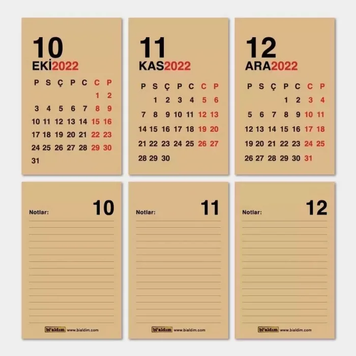 Haftalık Planlayıcı 2026 Masa Takvimi Kraft