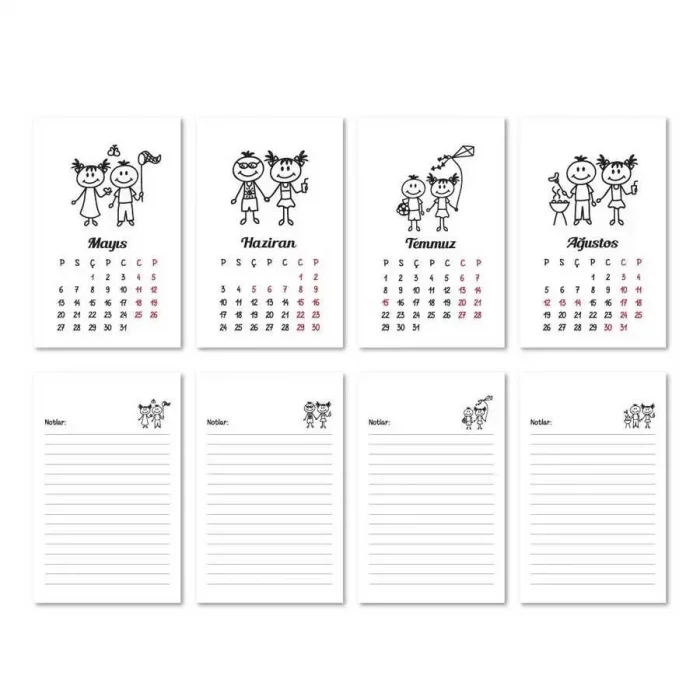 Haftalık Planlayıcı 2026 Masa Takvimi - Mevsim Çoçuklar