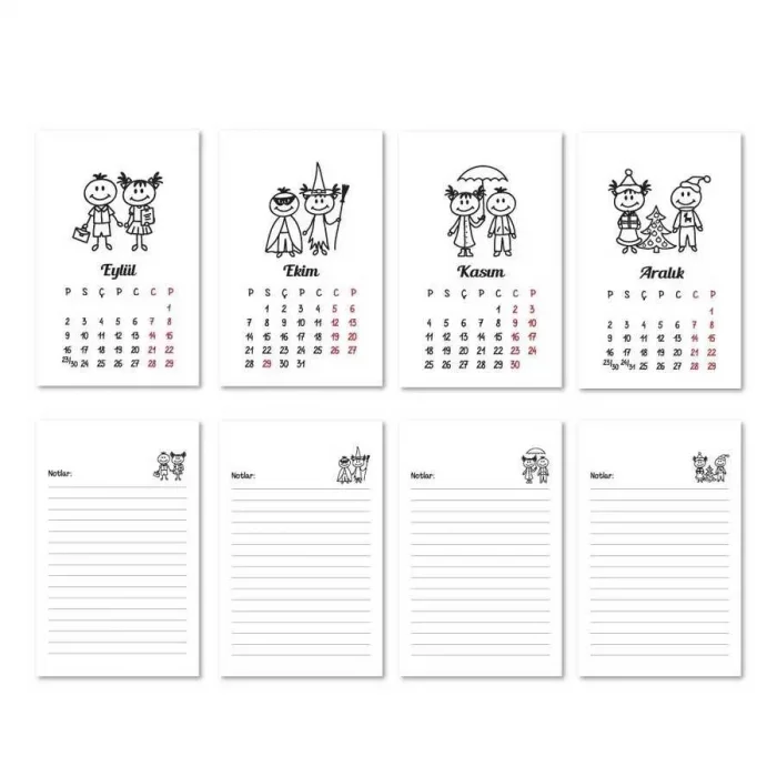 Haftalık Planlayıcı 2026 Masa Takvimi - Mevsim Çoçuklar