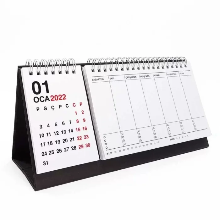 Haftalık Planlayıcı 2026 Masa Takvimi Siyah