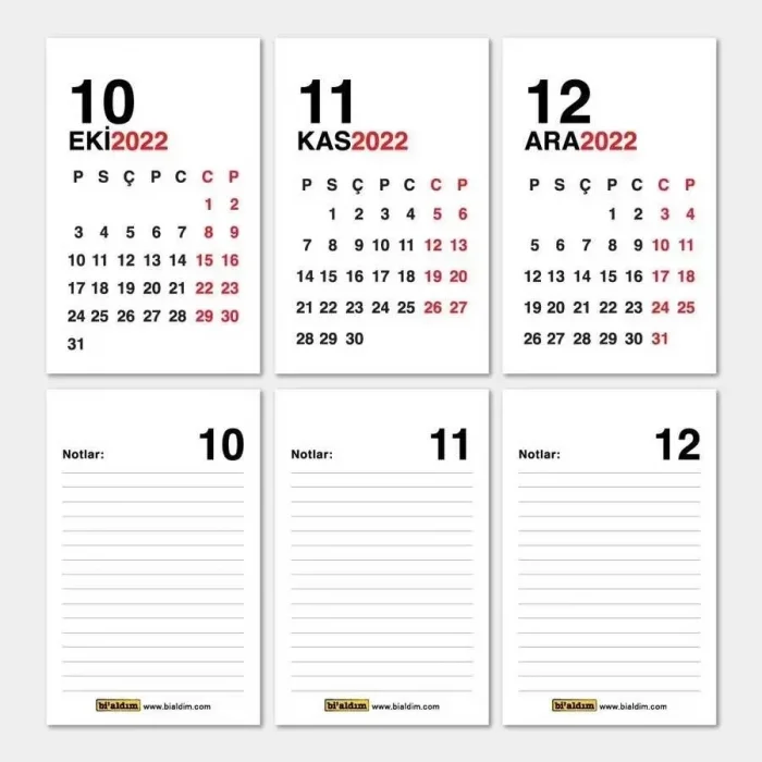 Haftalık Planlayıcı 2027 Masa Takvimi Kırmızı