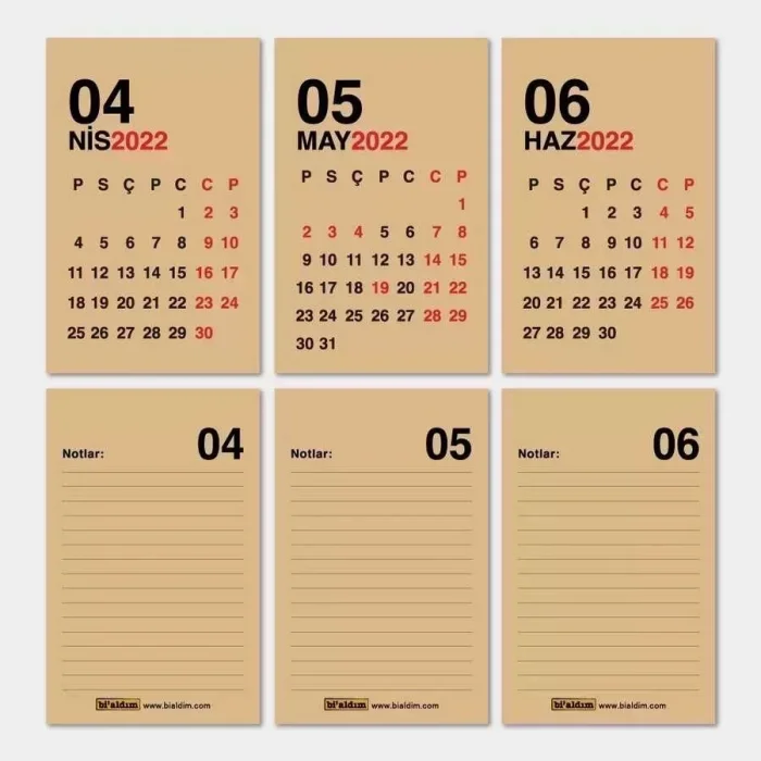 Haftalık Planlayıcı 2027 Masa Takvimi Kırmızı Kraft