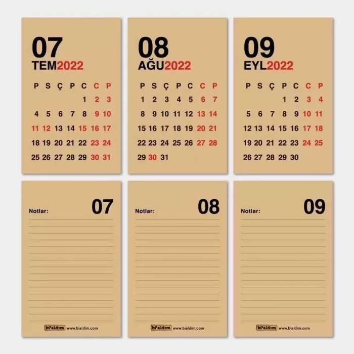 Haftalık Planlayıcı 2027 Masa Takvimi Kırmızı Kraft