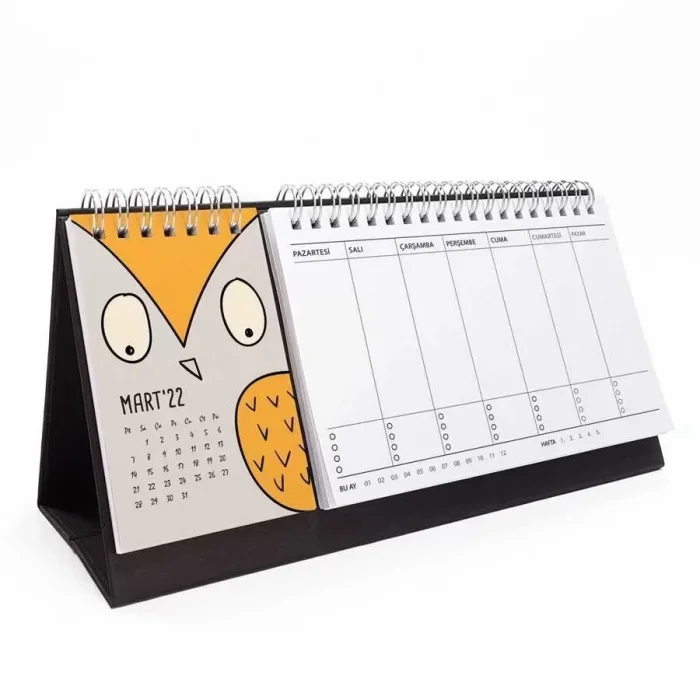 Hayvanlı Takvim Haftalık Planlayıcı 2026 Masa Takvimi Kraft