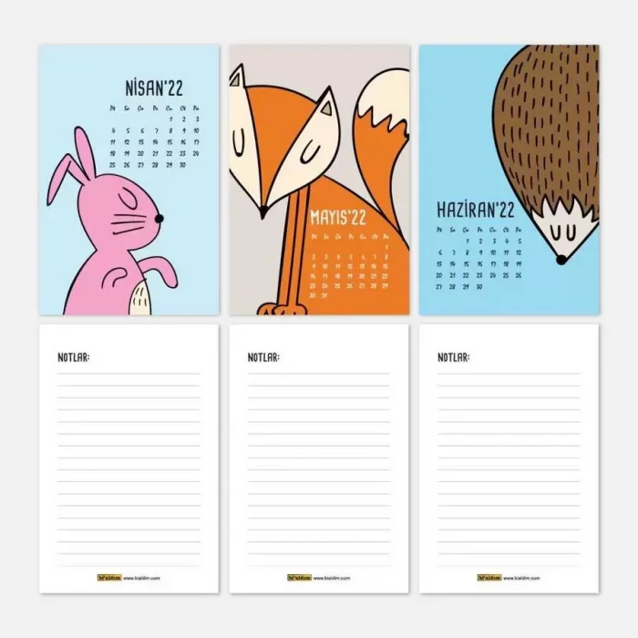 Hayvanlı Takvim Renkli Hayvanlar Alemi 2025 Masa Takvimi Kraft