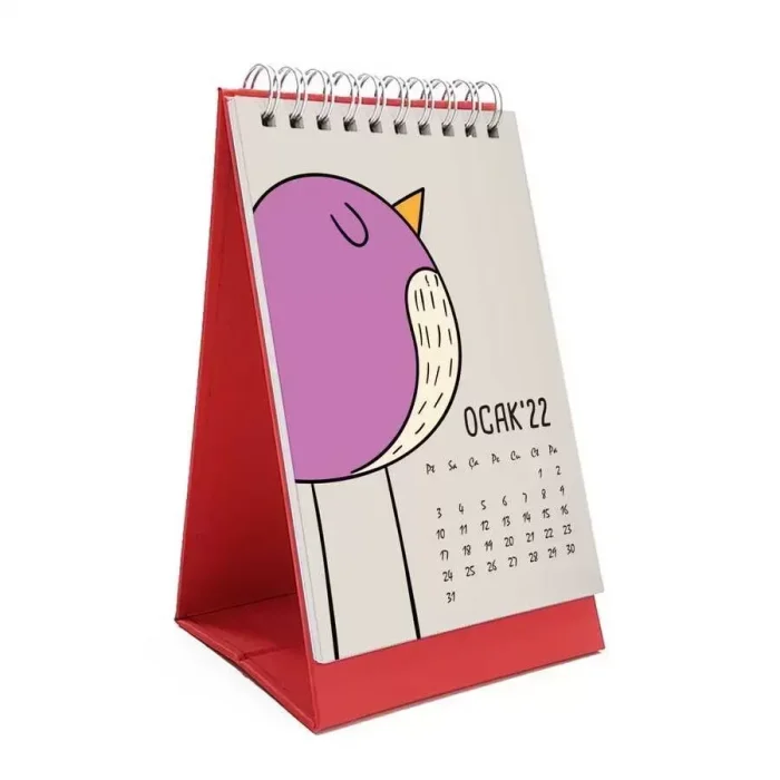 Hayvanlı Takvim Renkli Hayvanlar Alemi 2026 Masa Takvimi Kırmızı
