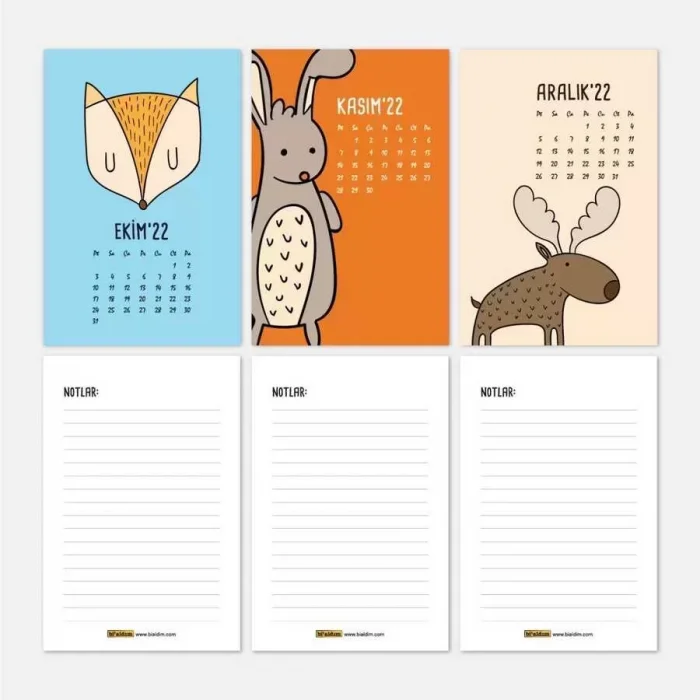 Hayvanlı Takvim Renkli Hayvanlar Alemi 2026 Masa Takvimi Siyah