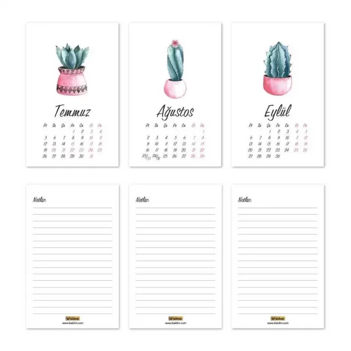 Kaktüs 2026 Masa Takvimi