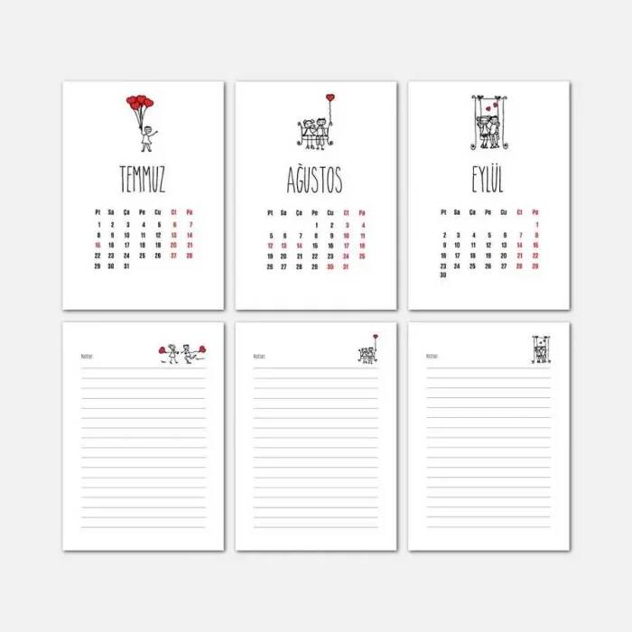 Kalpli Aşık Çöp Adamlar Haftalık Planlama 2025 Takvim