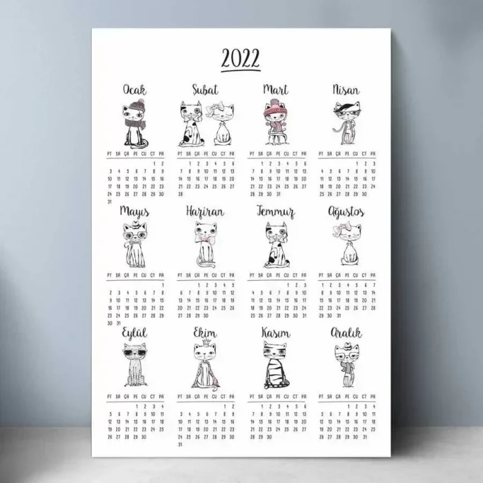 Kedili Poster Takvim, 2027 Kedili Duvar Takvimi