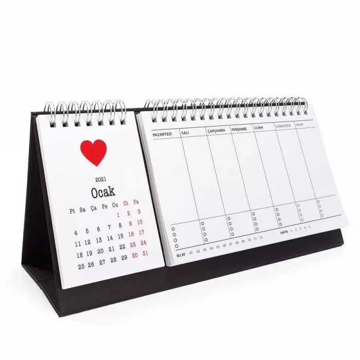 Kırmızı Kalpli Haftalık Planlama 2025 Takvim