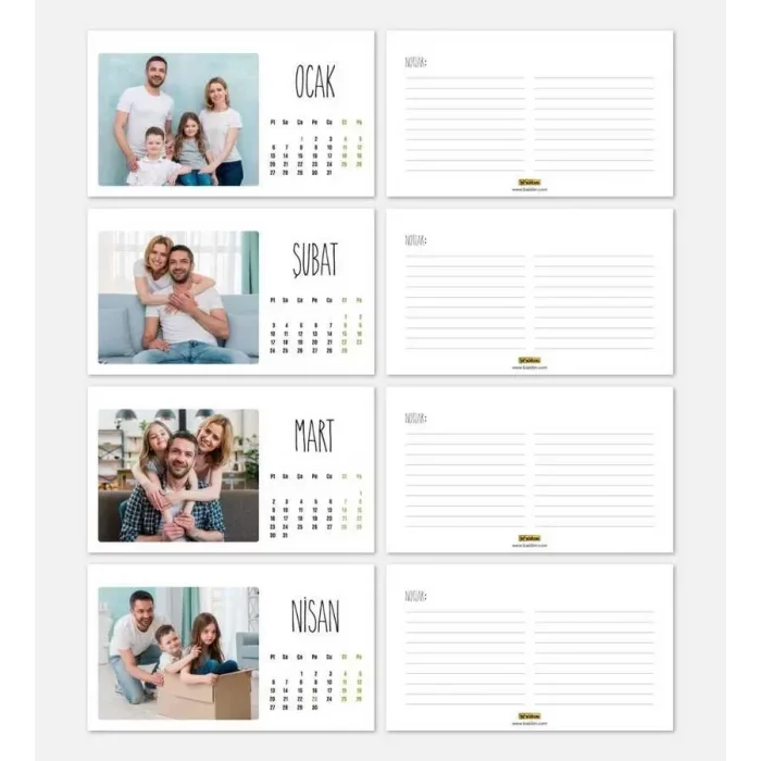 Kişiye Özel 12 Fotoğraflı 2025 Masa Takvimi