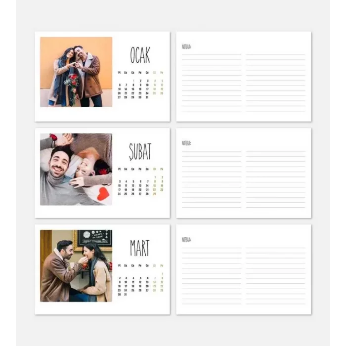 Kişiye Özel 12 Fotoğraflı 2025 Masa Takvimi