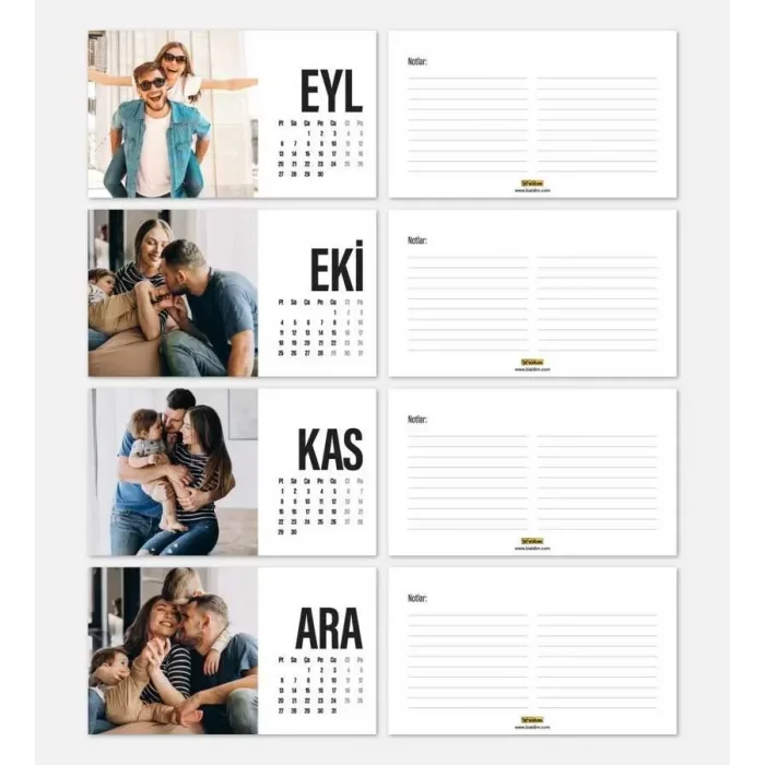 Kişiye Özel 12 Fotoğraflı 2026 Masa Takvimi - Kırmızı