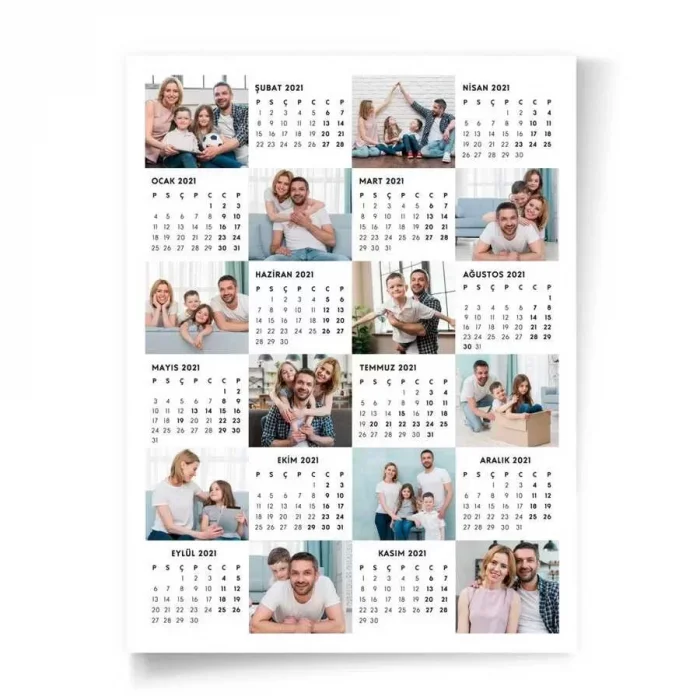 Kişiye Özel 12 Fotoğraflı Afiş 2025 Duvar Takvimi - 35x50cm Çerçevesiz