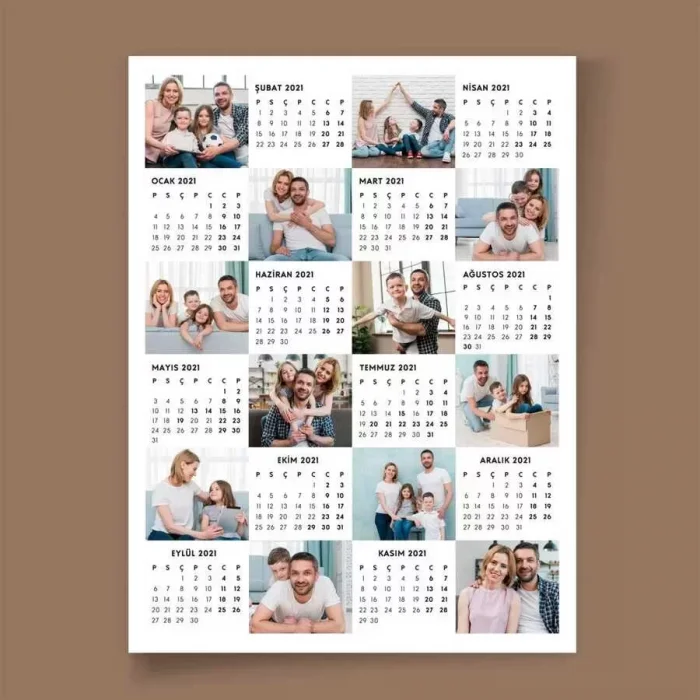 Kişiye Özel 12 Fotoğraflı Afiş 2025 Duvar Takvimi - 35x50cm Çerçevesiz