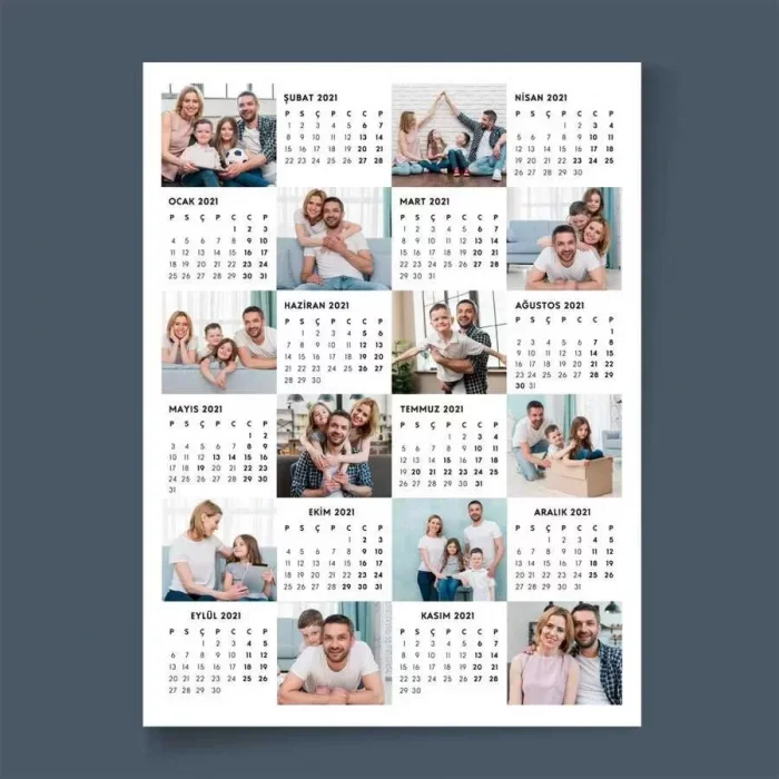 Kişiye Özel 12 Fotoğraflı Afiş 2026 Duvar Takvimi - 35x50cm Çerçevesiz