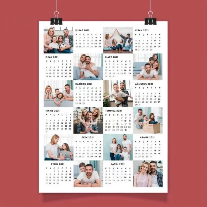 Kişiye Özel 12 Fotoğraflı Afiş 2026 Duvar Takvimi Çerçevesiz