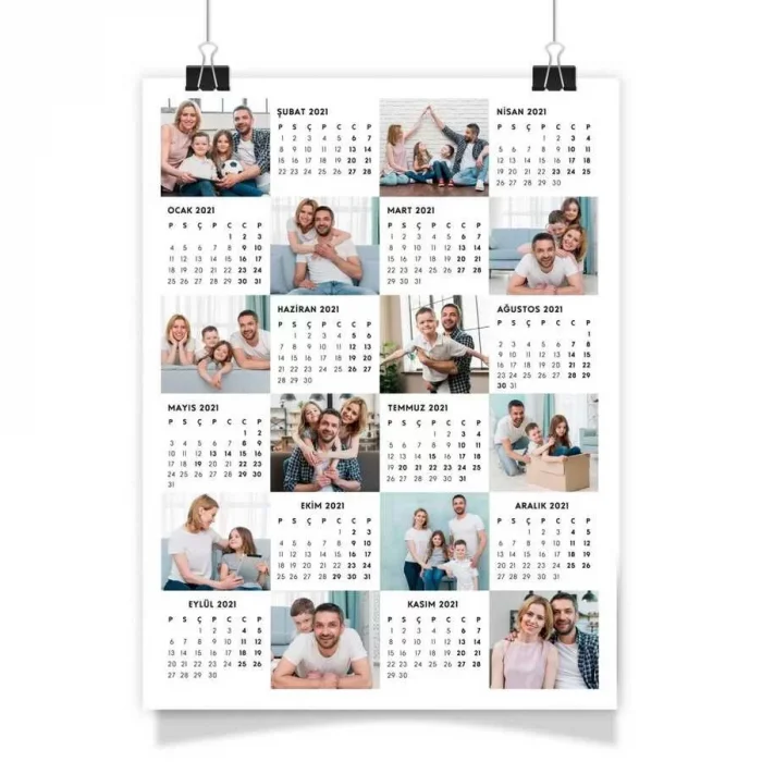 Kişiye Özel 12 Fotoğraflı Afiş 2026 Duvar Takvimi Çerçevesiz