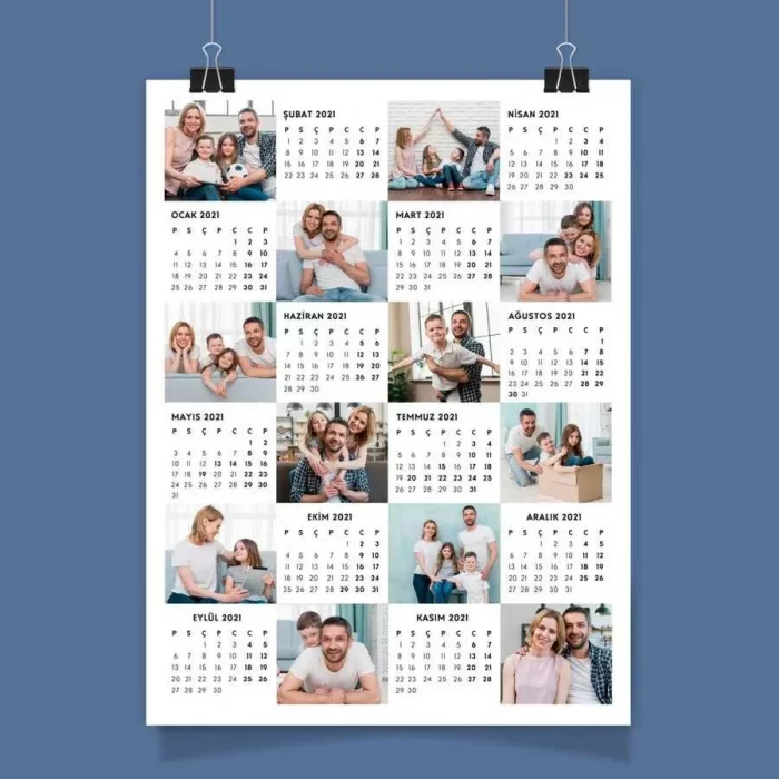 Kişiye Özel 12 Fotoğraflı Afiş 2026 Duvar Takvimi Çerçevesiz