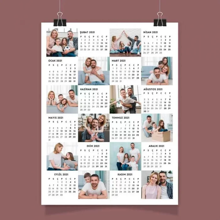 Kişiye Özel 12 Fotoğraflı Afiş 2026 Duvar Takvimi Çerçevesiz