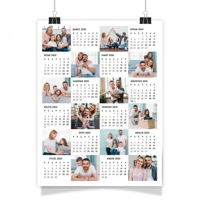 Kişiye Özel 12 Fotoğraflı Afiş 2027 Duvar Takvimi Çerçevesiz