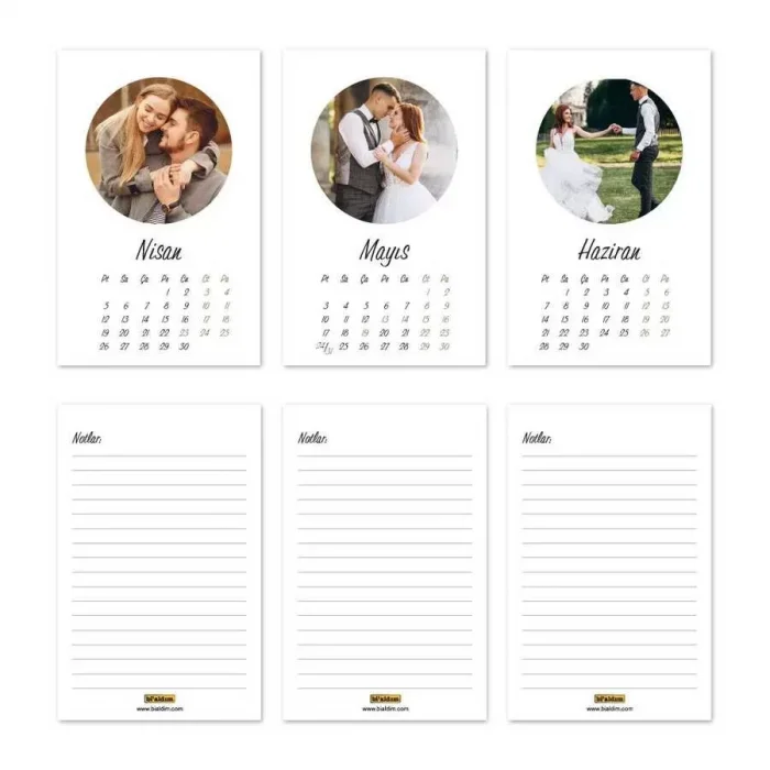 Kişiye Özel 12 Fotoğraflı Dikey 2025 Masa Takvimi