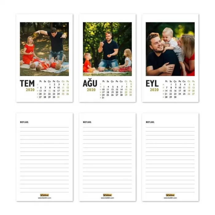 Kişiye Özel 12 Fotoğraflı Dikey 2025 Masa Takvimi