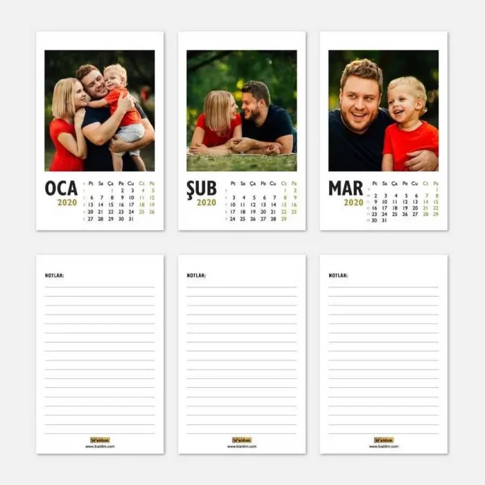 Kişiye Özel 12 Fotoğraflı Dikey 2026 Masa Takvimi