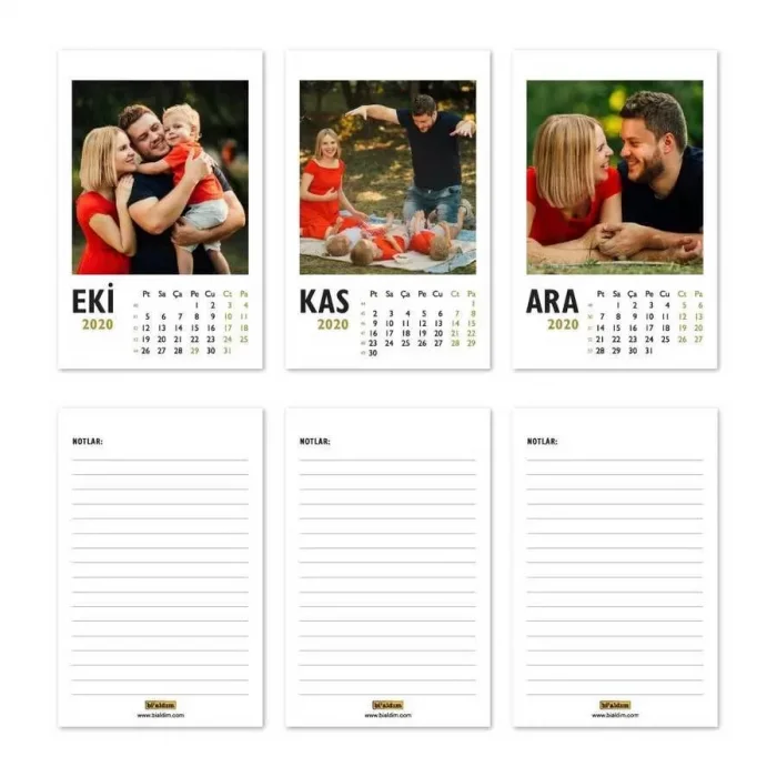 Kişiye Özel 12 Fotoğraflı Dikey 2026 Masa Takvimi