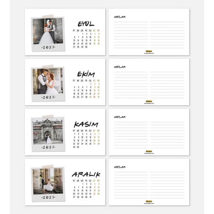 Kişiye Özel 12 Fotoğraflı Pola Kart 2026 Masa Takvimi - Kırmızı