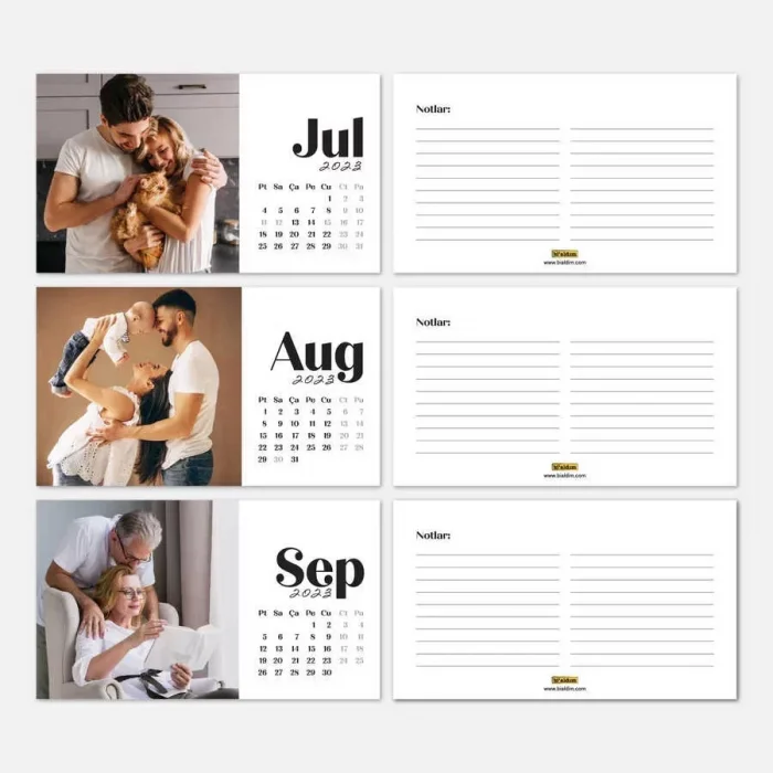 Kişiye Özel Fotoğraflı 2025 Takvimi Masa Takvimi Kırmızı